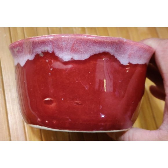 John Garro Studio Art Pottery Pink Red Drip Glaze Apple Baker Signed Old Fort NC - Picture 4 of 11